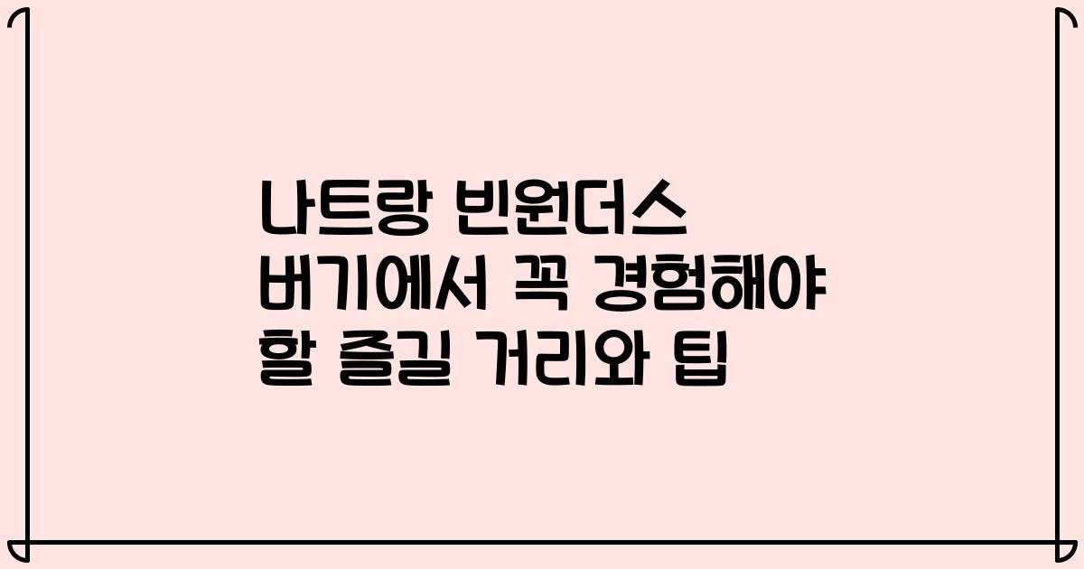 나트랑 빈원더스 버기에서 꼭 경험해야 할 즐길 거리와 팁