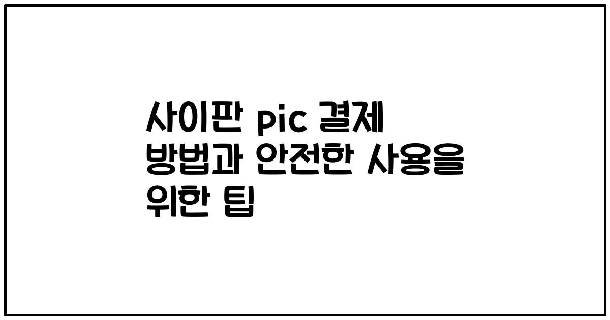 사이판 pic 결제 방법과 안전한 사용을 위한 팁